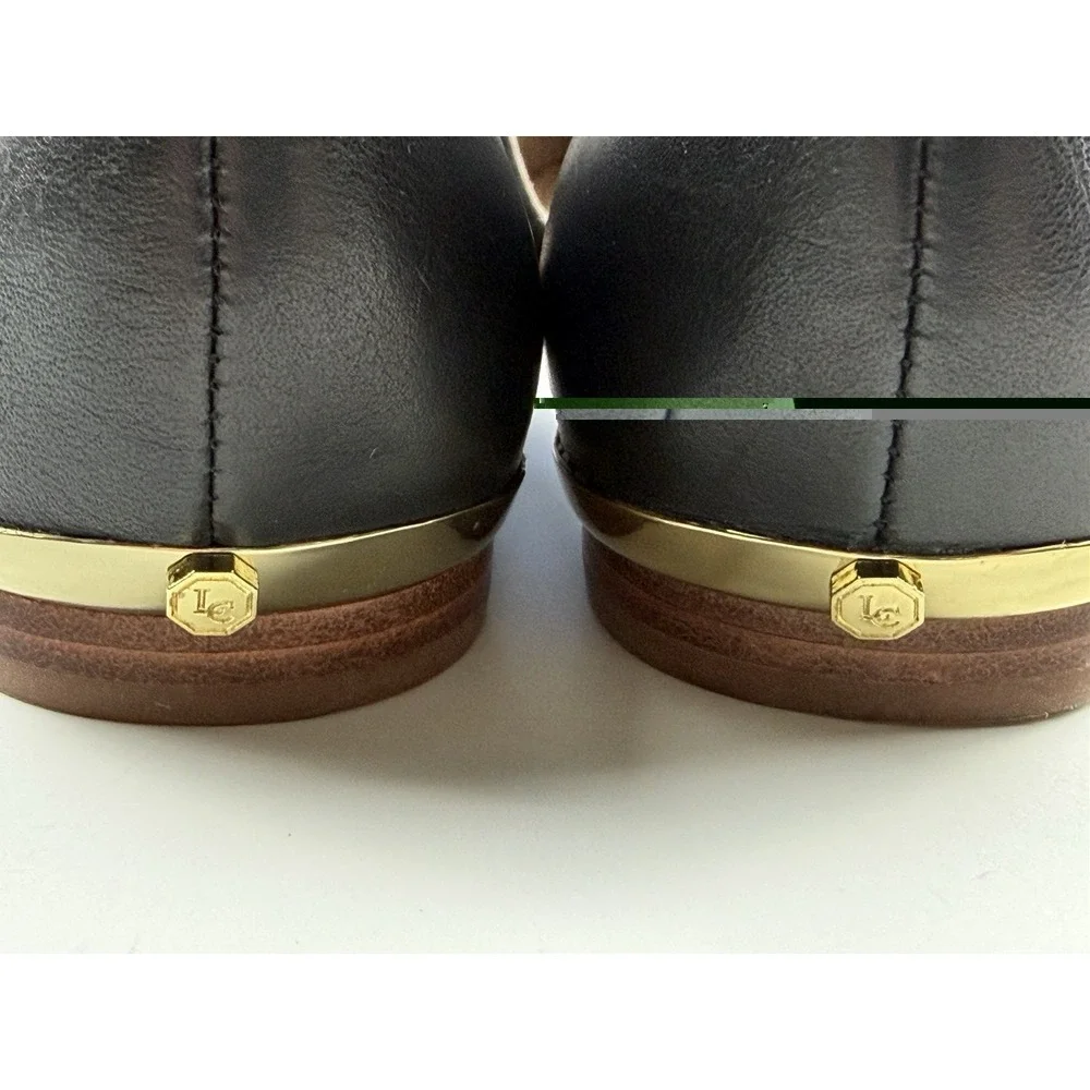 Louise et Cie Womens 8.5 Black Leather D'Orsay Flats Pointed Toe Tassels